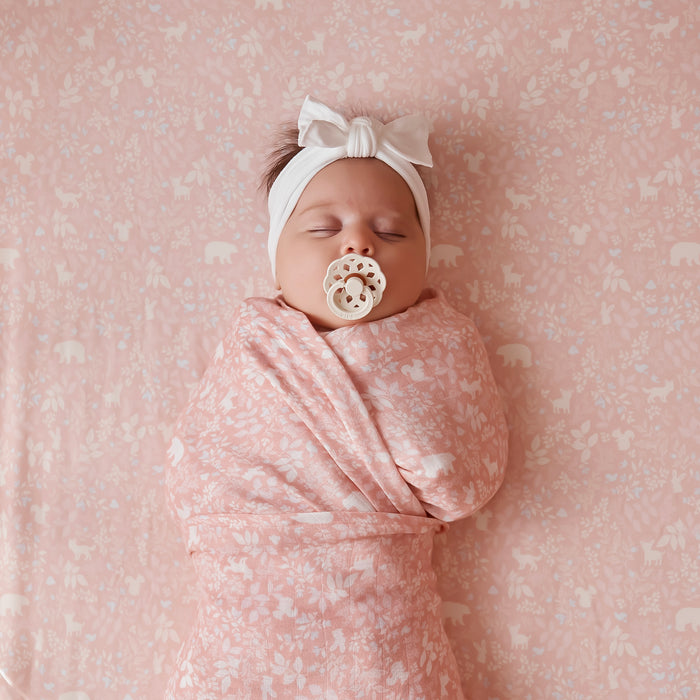 Forest Friends Peony Organic Bassinet Sheet/Change Pad Cover
