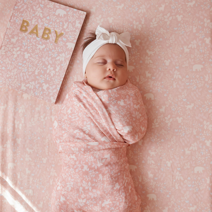 Forest Friends Peony Organic Bassinet Sheet/Change Pad Cover