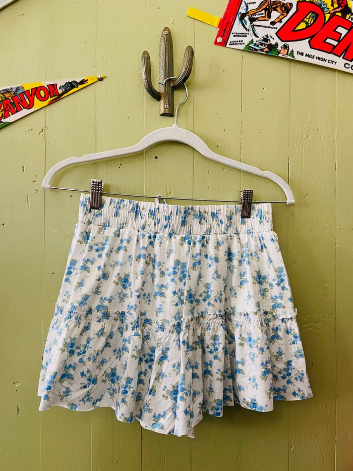 Gloria's Blue & White Floral Shorts - Deer Creek Mercantile