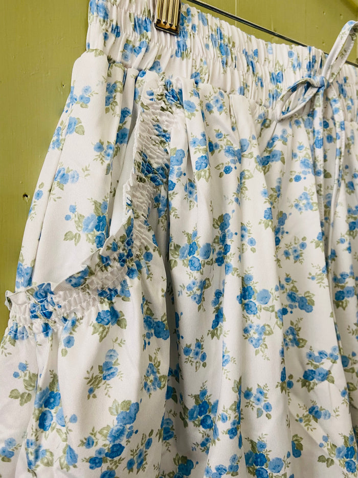 Gloria's Blue & White Floral Shorts - Deer Creek Mercantile
