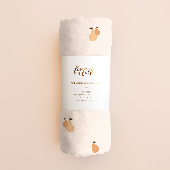 Golden Pears Muslin Wrap Swaddle