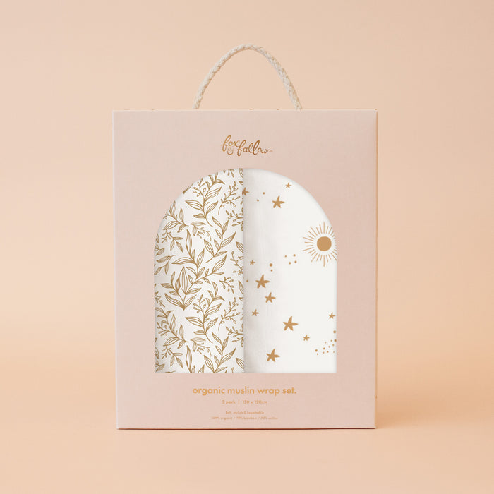 Golden Vines / Constellation Organic Muslin Wrap Set