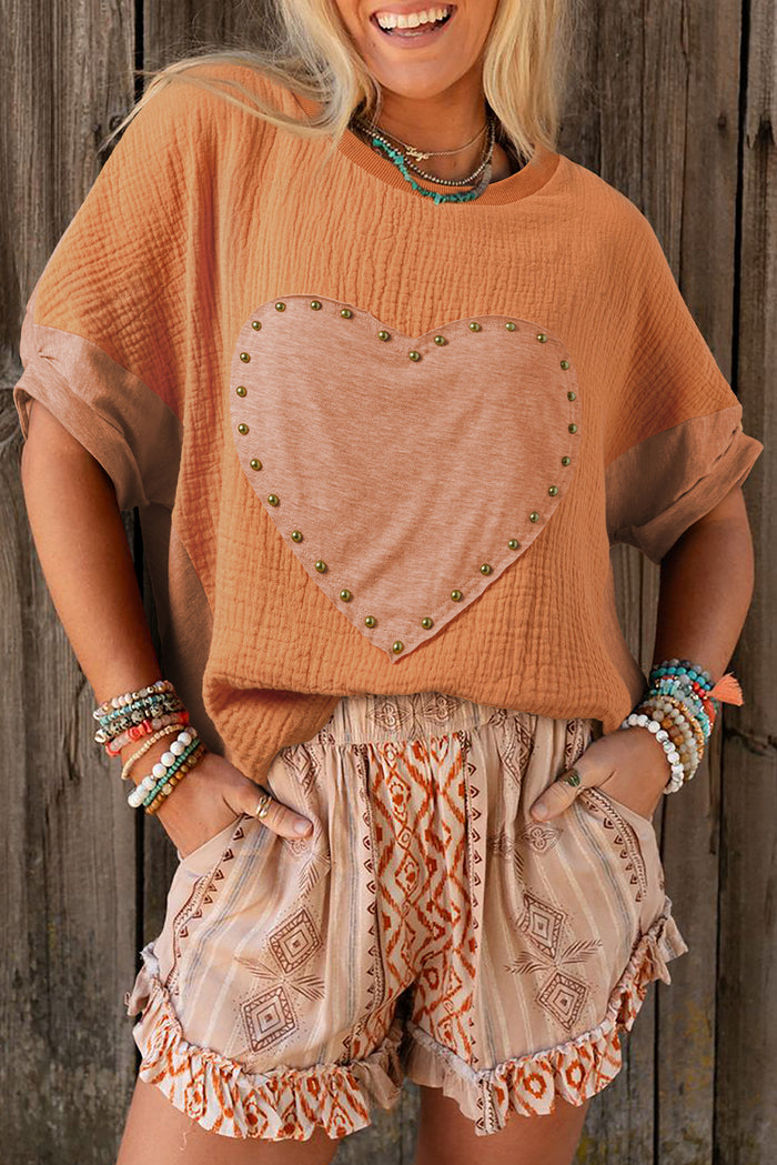 Haut Dolman texturé à patch cœur *