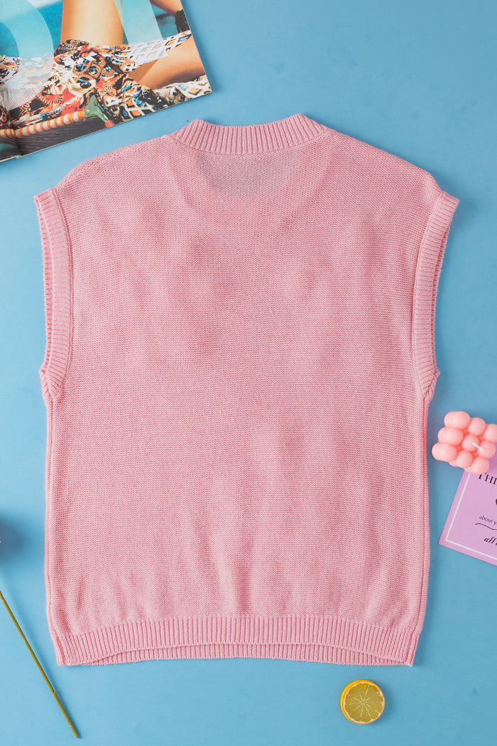 Haut pull rose à manches courtes *