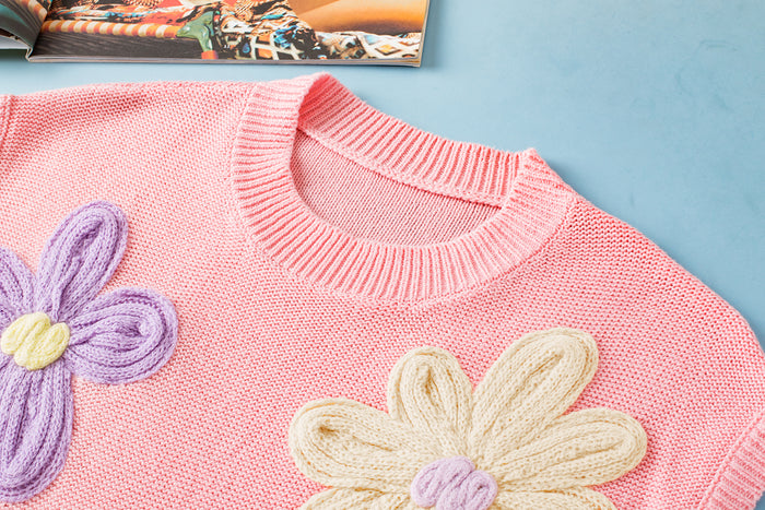 Haut pull rose à manches courtes *