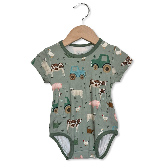 Hay There Tube Access Short Sleeve Snuggle Bug Bodysuit