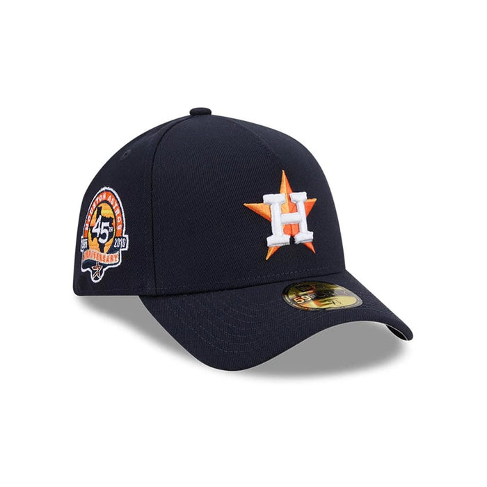 Pictured is this MLB Team Side Houston Astros 59FORTY A-Frame Fitted cap in navy. 1