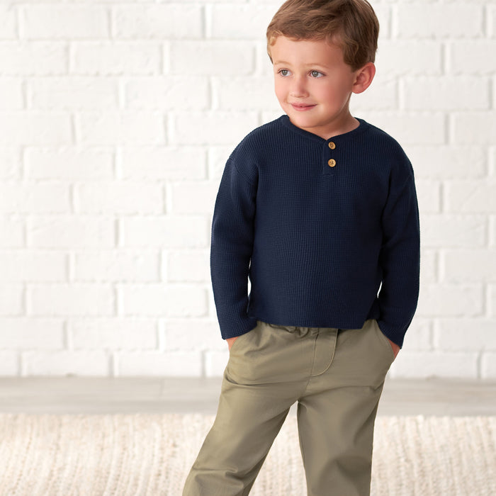 Infant & Toddler Boys Blue Henley Sweater-Gerber Childrenswear