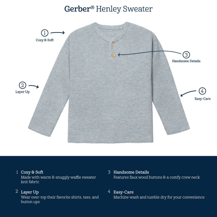 Infant & Toddler Boys Blue Henley Sweater-Gerber Childrenswear