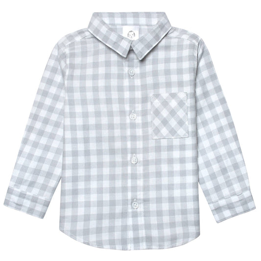 Infant & Toddler Boys Gray Plaid Woven Plaid Shirt-Gerber Childrenswear