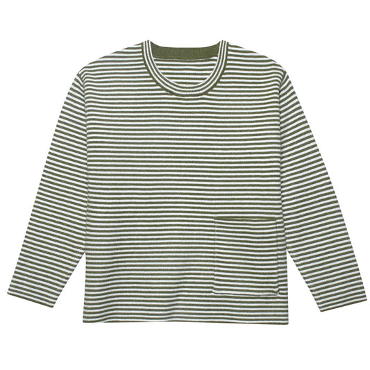 Infant & Toddler Boys Green Striped Sweater with Pocket-Gerber Childrenswear