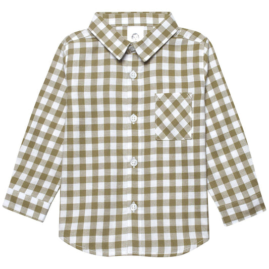 Infant & Toddler Boys Tan Plaid Woven Plaid Shirt-Gerber Childrenswear