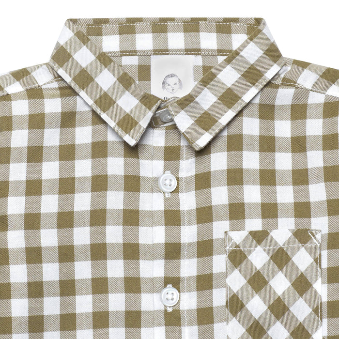 Infant & Toddler Boys Tan Plaid Woven Plaid Shirt-Gerber Childrenswear
