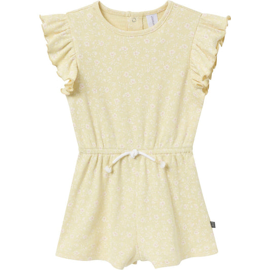 Infant & Toddler Girls Dusty Yellow Floral Flutter Sleeve Romper rompers Modern Moments™ by Gerber®