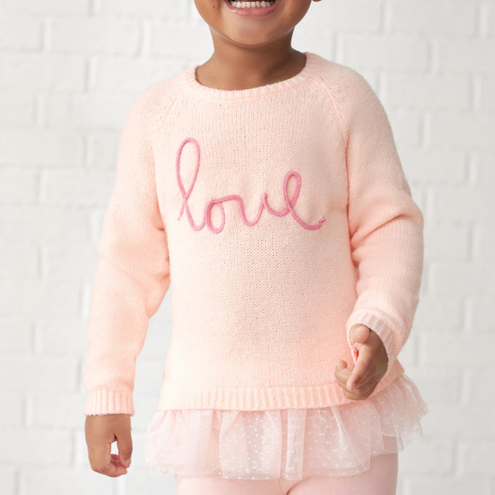 Infant & Toddler Girls Light Pink Sweater With Tulle Trim-Gerber Childrenswear