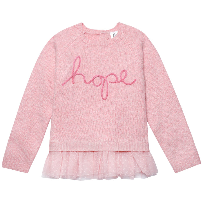 Infant & Toddler Girls Pink Sweater With Tulle Trim-Gerber Childrenswear