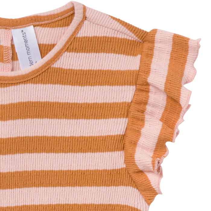 Infant & Toddler Girls Rose Stripe Flutter Sleeve Romper rompers Modern Moments™ by Gerber®