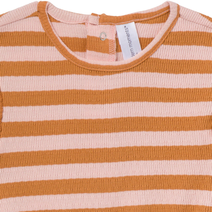 Infant & Toddler Girls Rose Stripe Flutter Sleeve Romper rompers Modern Moments™ by Gerber®