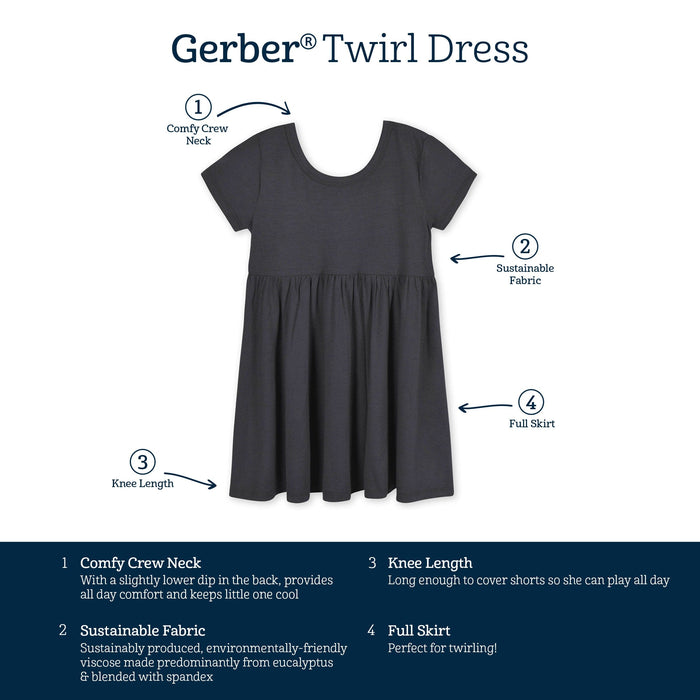 Infant & Toddler Girls Charcoal Buttery-Soft Viscose Made from Eucalyptus Twirl Dress