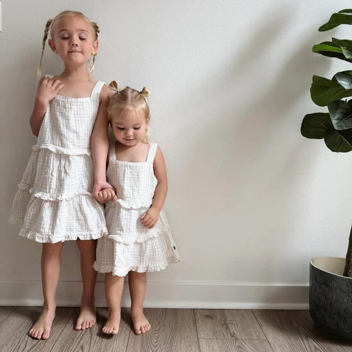 Infant & Toddler Girls Tan Gingham Gauze Dress dresses Modern Moments™ by Gerber®