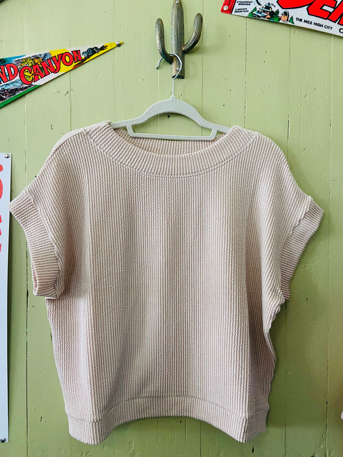 Irene's Basic Ribbed Oversized Top *Sand Beige - Deer Creek Mercantile