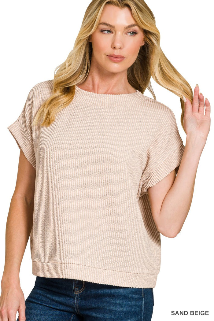 Irene's Basic Ribbed Oversized Top *Sand Beige - Deer Creek Mercantile