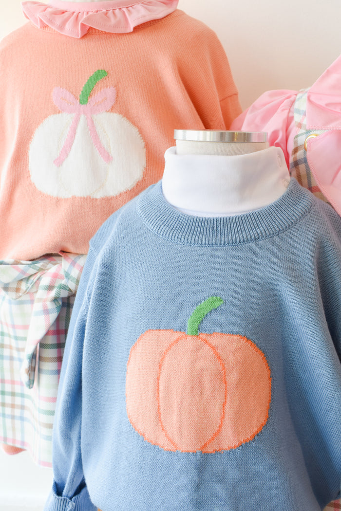 Isaac's Intarsia Sweater-Barrington Blue/Pumpkin