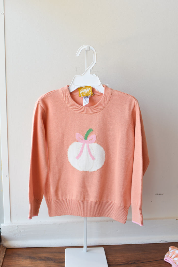 Isabelle's Intarsia Sweater-Sherbet Pumpkin/Bow