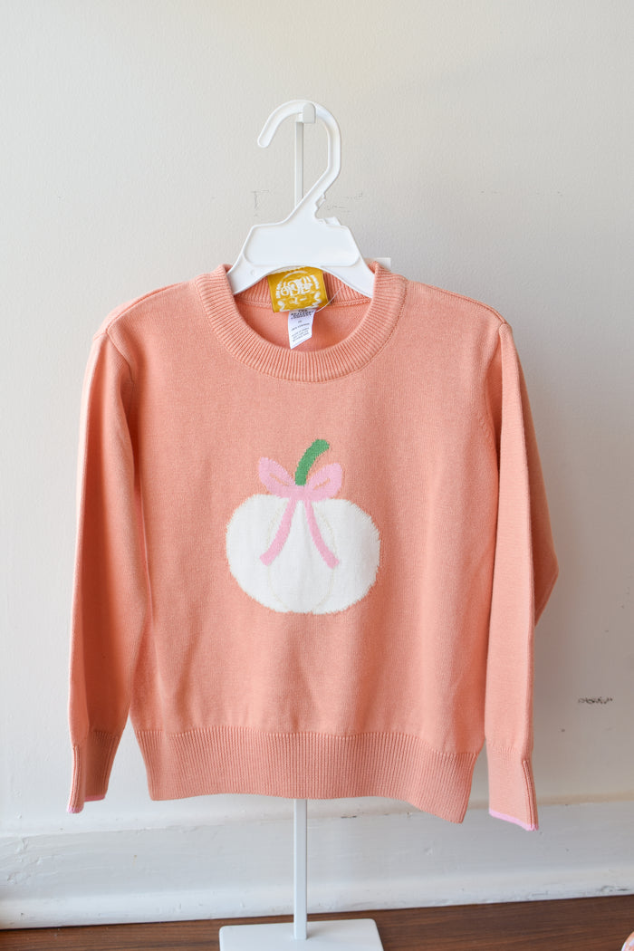 Isabelle's Intarsia Sweater-Sherbet Pumpkin/Bow