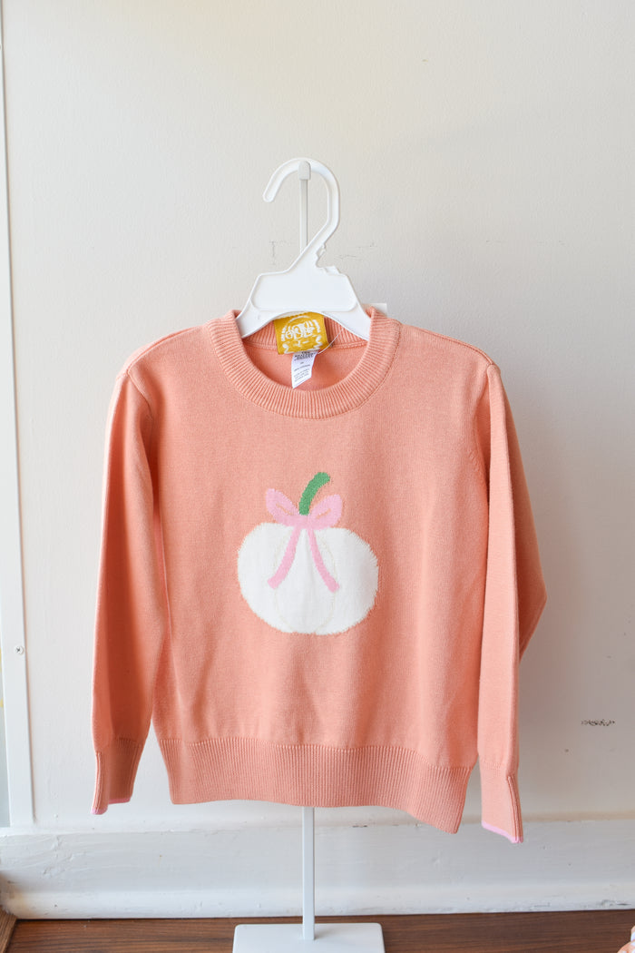 Isabelle's Intarsia Sweater-Sherbet Pumpkin/Bow