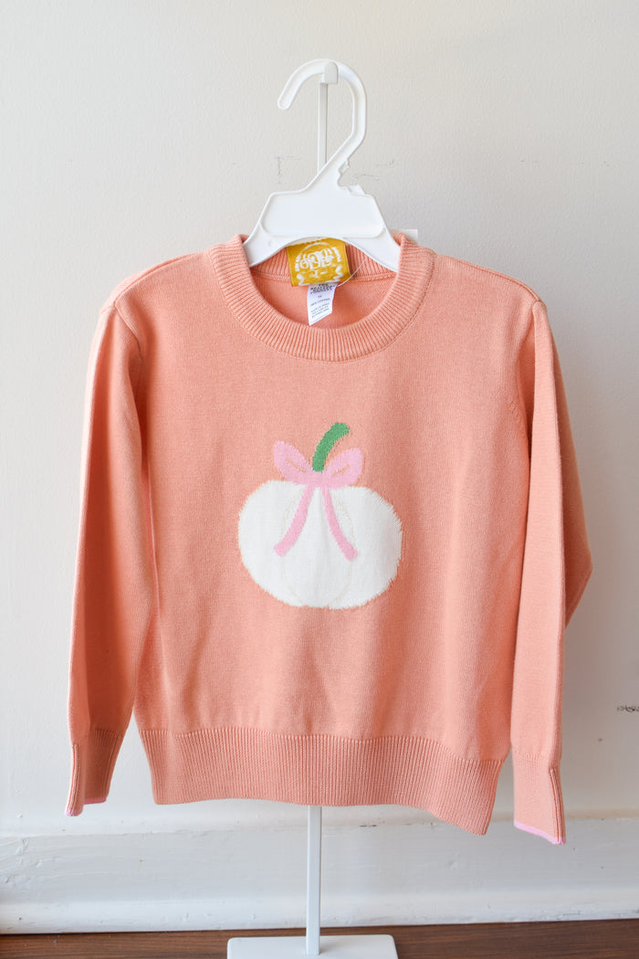 Isabelle's Intarsia Sweater-Sherbet Pumpkin/Bow