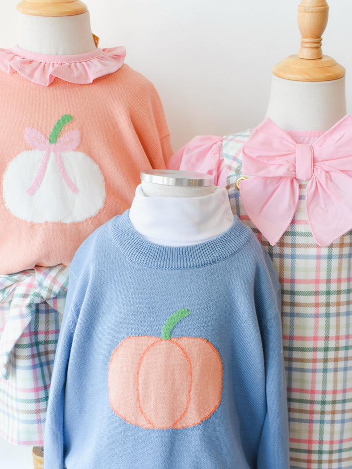 Isabelle's Intarsia Sweater-Sherbet Pumpkin/Bow