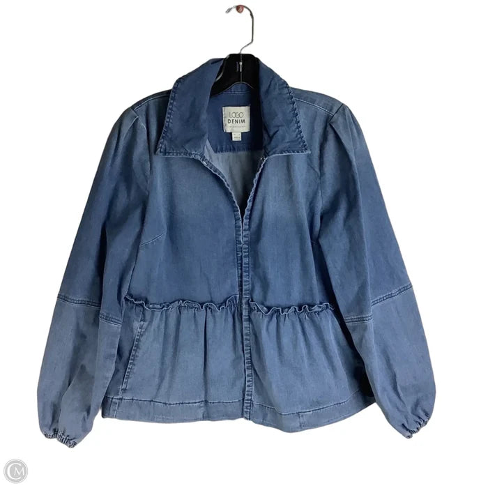 Jacket Shirt By Logo In Blue Denim, Size: S