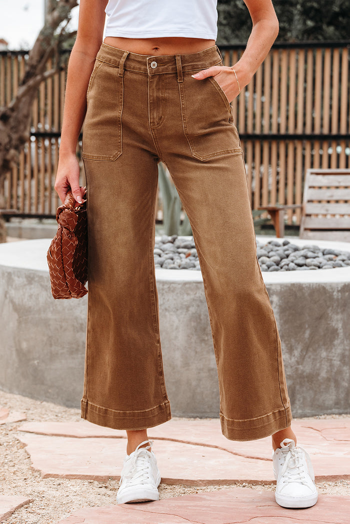 Jean marron taille haute