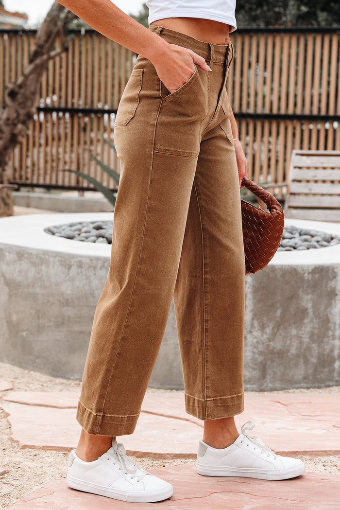 Jean marron taille haute