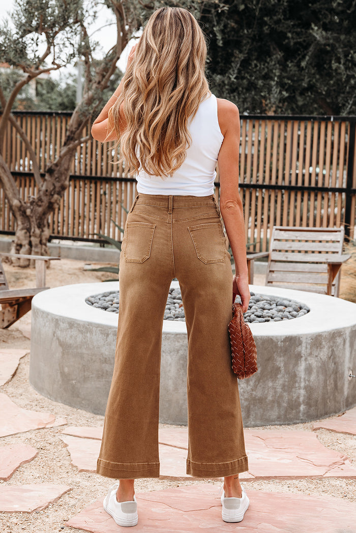 Jean marron taille haute