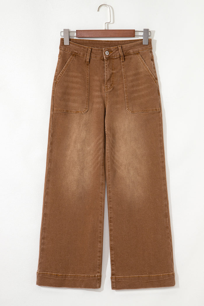 Jean marron taille haute