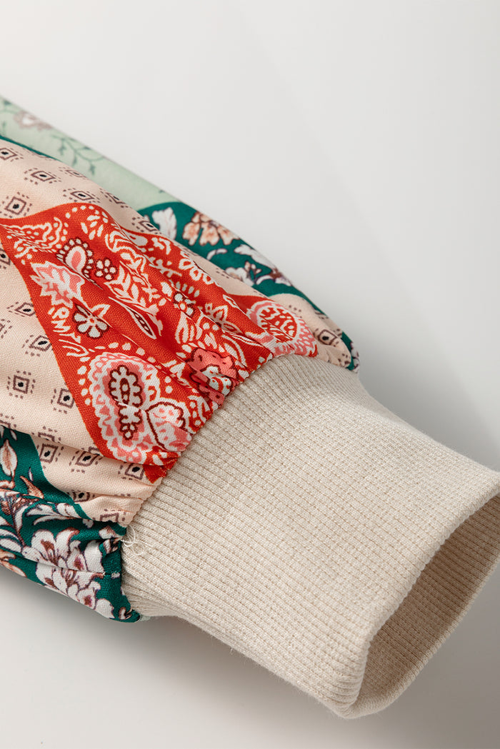 Jet Stream - Haut ample à col ras du cou et patchwork *