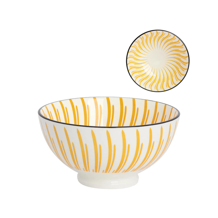 Kiri Porcelain Bowl - Yellow Sunburst - Medium