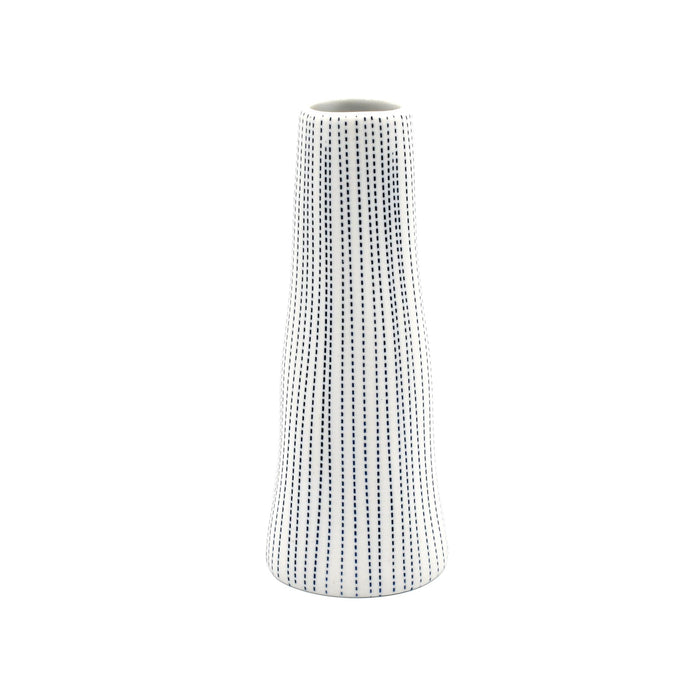 Koza Vase - White with Blue Dashes- Small