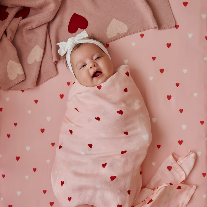 Little Hearts Muslin Wrap Swaddle - PRE-ORDER (OCTOBER)