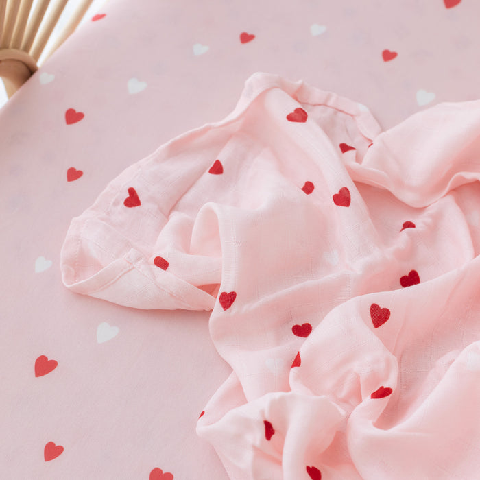 Little Hearts Muslin Wrap Swaddle - PRE-ORDER (OCTOBER)