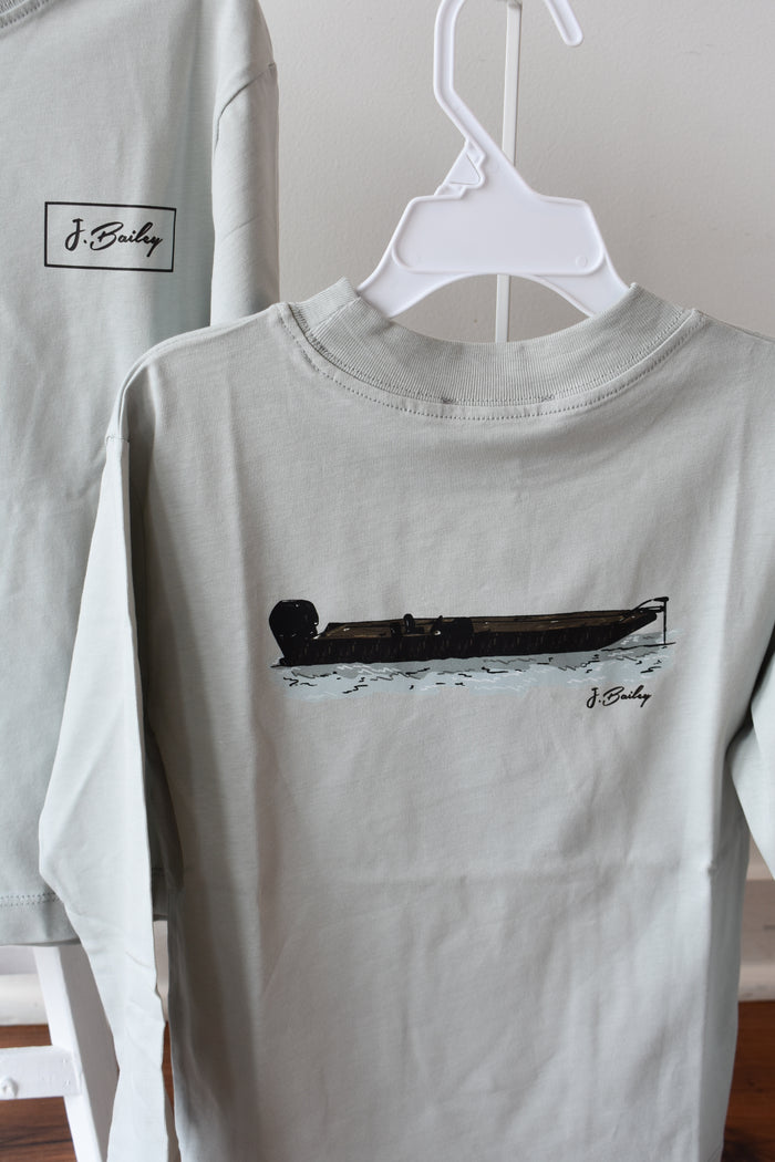 Long Sleeve Logo Tee-Jon Boat on Moss