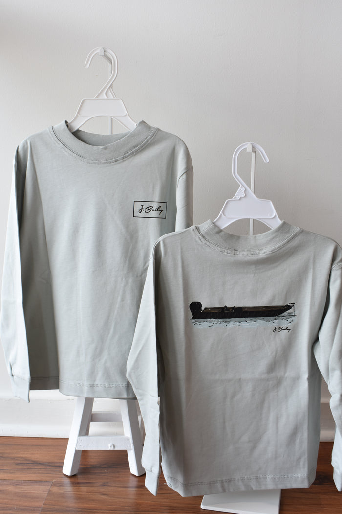 Long Sleeve Logo Tee-Jon Boat on Moss