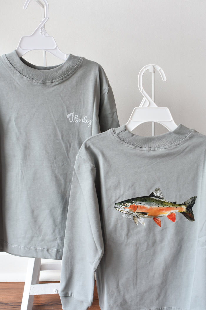 Long Sleeve Logo Tee-Trout on Limestone