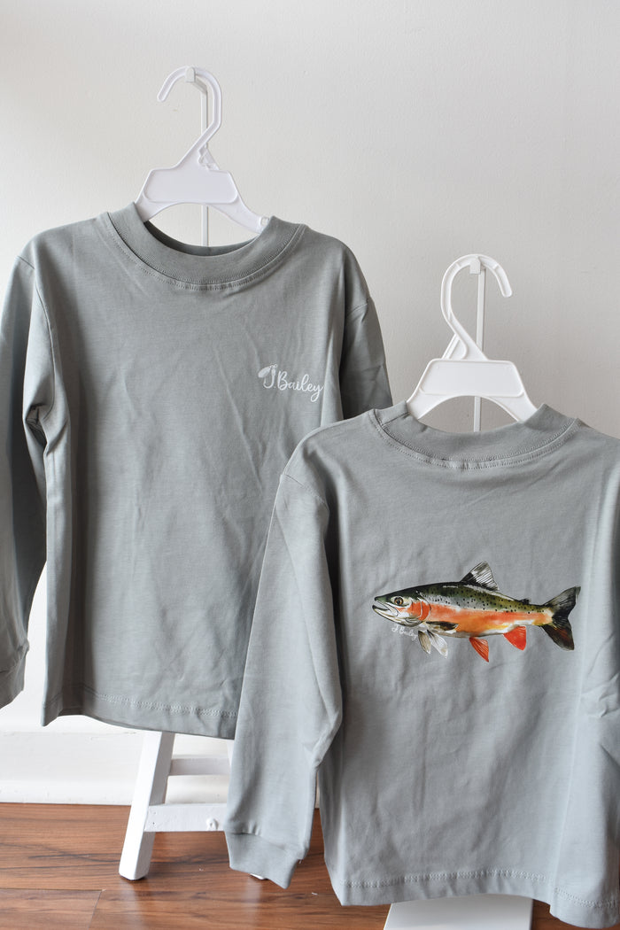 Long Sleeve Logo Tee-Trout on Limestone