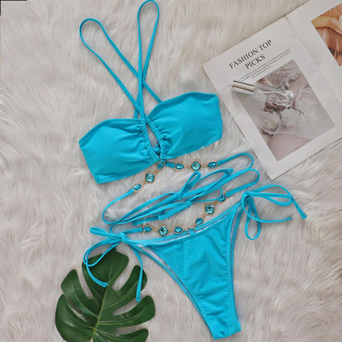 Maillot de Bain Bijoux – Élégance et Raffinement Turquoise