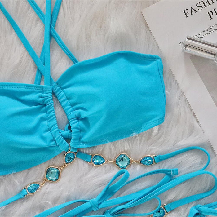 Maillot de Bain Bijoux – Élégance et Raffinement Turquoise