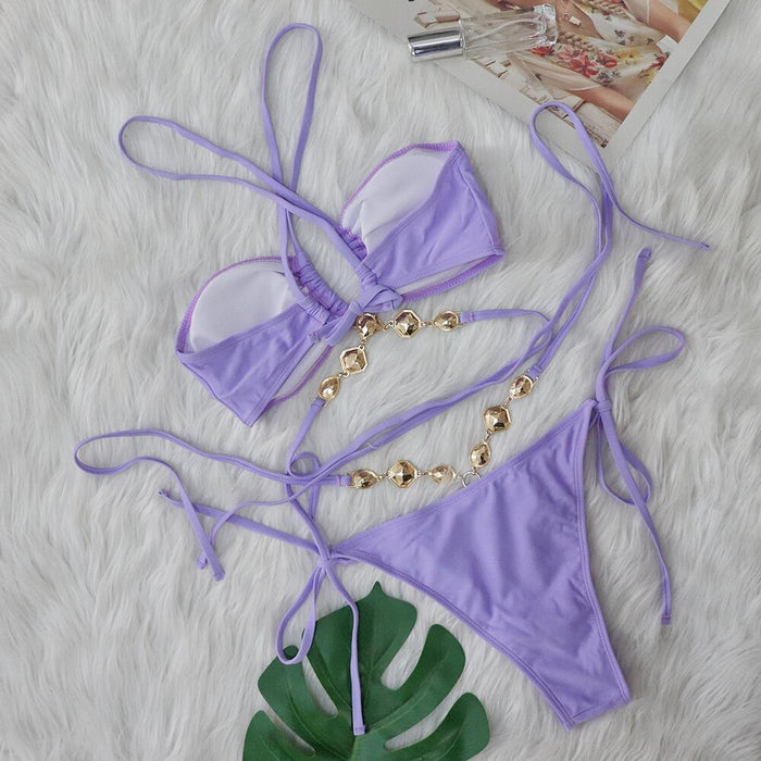 Maillot de Bain Bijoux – Élégance et Raffinement Violet