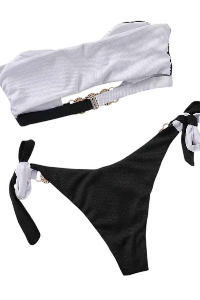 Maillot de Bain Bijoux sans brettelles Noir